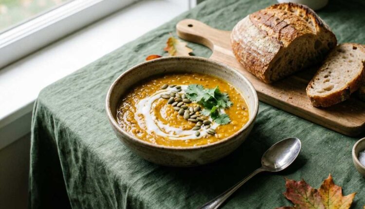 pompoensoep met linzen