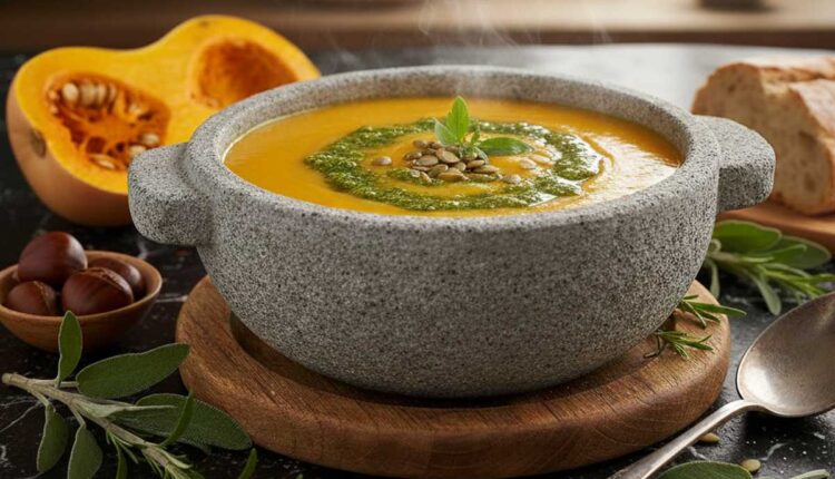 pompoensoep met kruidenpesto